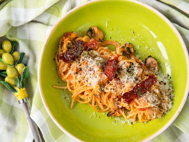 127 pasta s moreproduktami Паста с морепродуктами