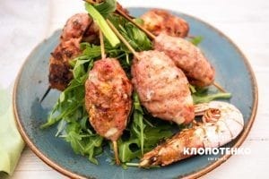 Кебаб зі свинини з креветками