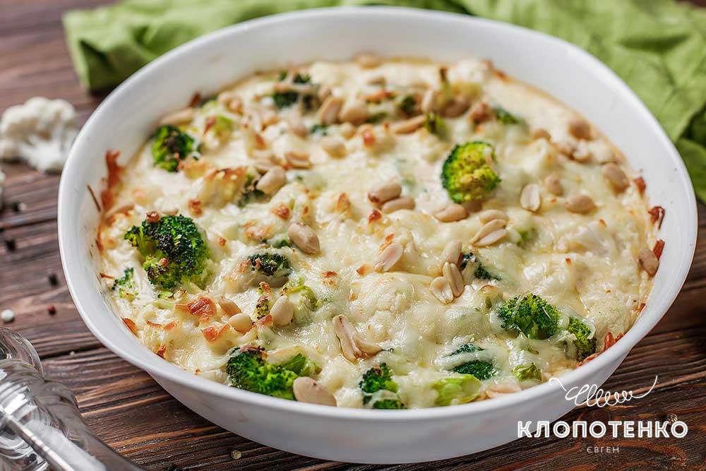 запеканка из брокколи и цветной капусты