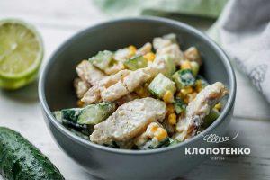 Салат из филе минтая с кукурузой и лаймом