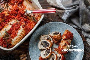 Крученики из свинины с черносливом и грецкими орехами