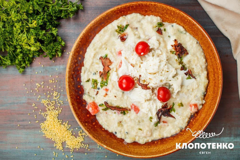 кулиш с квашеными томатами и моцареллой