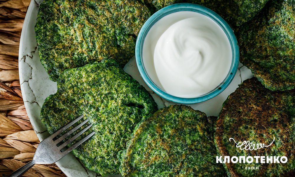 Оладки зі шпинату