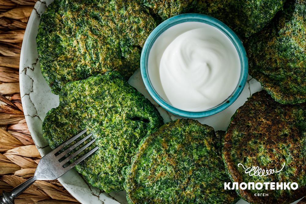 Оладки зі шпинату