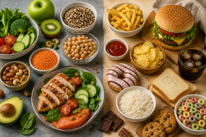 колаж з низькокалорійних продуктів