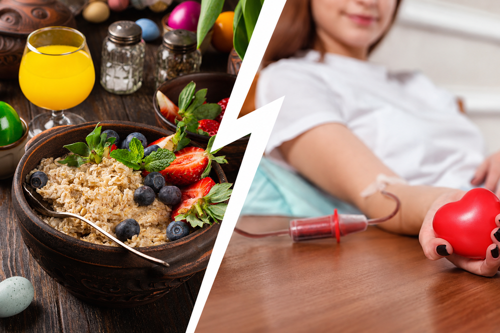 колаж з продуктами для дієти донора